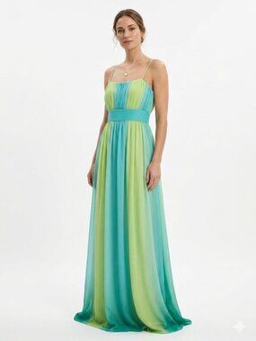 AFTER SIX TROPICAL OMBRE BRIDESMAID SLEEVELESS EMPIRE WAIST COLORFUL GOWN - 4